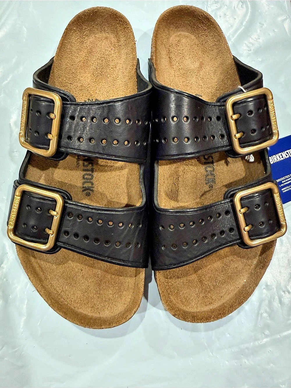 Birkenstock Arizona Bold Gap Leather Sandals Black US 10